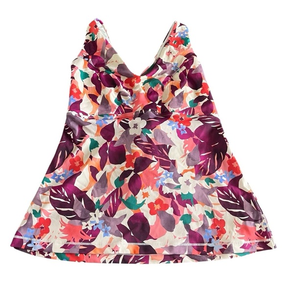 ATHLETA Tropical Daybreak Triangle Tankini Top in Pink Multi - Picture 3 of 10
